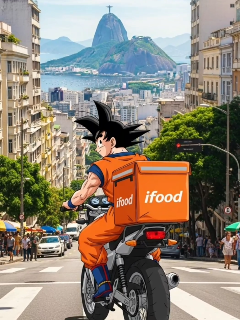Goku entregando ifood de moto😄 Ele sabe fazer tudo😄 #anime #goku #ifood #DragonBall #viralvideotiktok #moto 