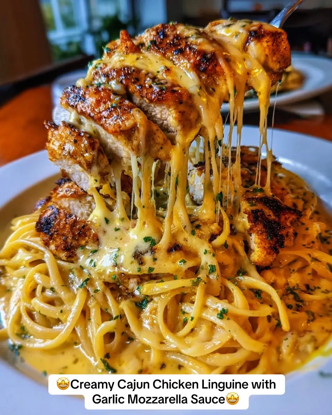 Creamy Cajun Chicken Linguine with Garlic Mozzarella Sauce Ingredients: 1 pound boneless, skinless chicken breasts, cut into bite-sized pieces 2 tablespoons olive oil 2 tablespoons Cajun seasoning 1 teaspoon smoked paprika 1 pound linguine pasta 4 tablespoons butter 4 cloves garlic, minced 1/4 cup all-purpose flour 3 cups whole milk 1 cup chicken broth 8 ounces cream cheese, softened 2 cups shredded mozzarella cheese, divided 1/2 cup grated Parmesan cheese Salt and freshly ground black pepper to taste Optional: Red pepper flakes for extra heat Directions: 1. In a bowl, toss the chicken pieces with olive oil, Cajun seasoning, and smoked paprika until evenly coated. 2. Cook the linguine according to package directions until al dente. Drain and set aside. 3. While the pasta is cooking, heat a large skillet over medium-high heat. Add the seasoned chicken and cook until golden brown and cooked through, about 6-8 minutes. Remove the chicken from the skillet and set aside. 4. In the same skillet, melt the butter over medium heat. Add the minced garlic and cook until fragrant, about 1 minute. 5. Whisk in the flour and cook for 1 minute, stirring constantly, to create a roux. 6. Gradually whisk in the milk and chicken broth until smooth. Bring to a simmer, stirring occasionally. 7. Reduce the heat to low and stir in the softened cream cheese until melted and smooth. 8. Add 1 1/2 cups of the mozzarella cheese and the Parmesan cheese. Stir until the cheese is melted and the sauce is creamy and smooth. Season with salt and pepper to taste. Add red pepper flakes, if desired. 9. Add the cooked linguine and cooked chicken to the sauce. Toss to coat evenly. 10. Transfer the pasta to a serving dish. Sprinkle the remaining 1/2 cup of mozzarella cheese over the top. 11. Broil in the oven for 2-3 minutes, or until the cheese is melted and bubbly. 12. Serve immediately and enjoy the creamy, cheesy, Cajun deliciousness. Cooking Time: 30 minutes | Servings: 6 | Calories: Approximately 750 per serving #CreamyCajunChicken #LinguinewithGarlicMozzarellaSauce #fyp #repost #recipeladygang #share #foryou #saveforlater #recipelady1111 #recipesoftiktok #recipesforyou #comfortfood #digitalcookbook 