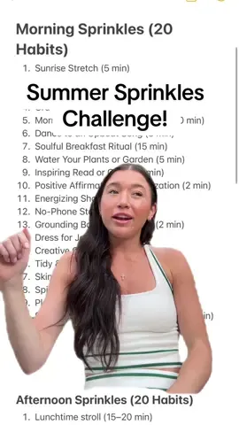 Summer sprinkles challenge: a way to find new healthy habits you want to build!! In this video I share 60 examples of summer sprinkles!! If you want to learn more I have a post on my ig 🫶🏼 #summersprinkles #summersprinklechallenge 