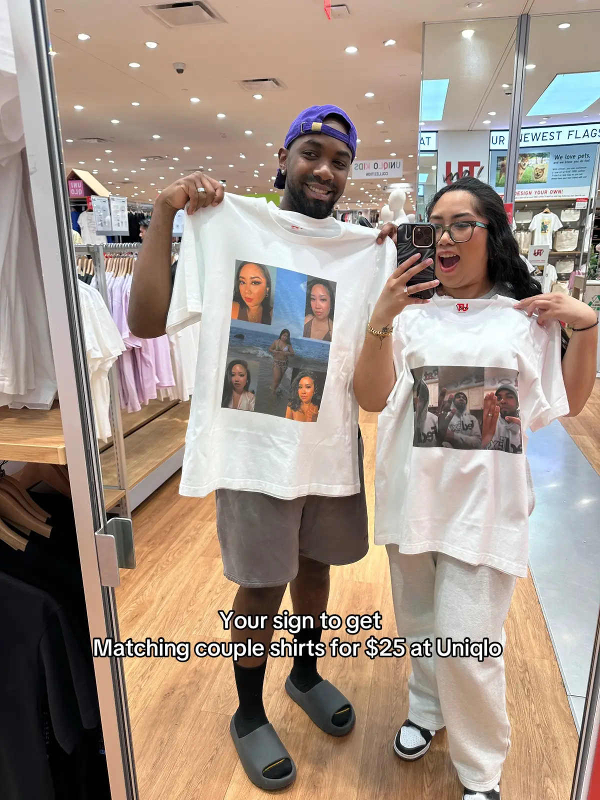 Randomly came across the machines in Uniqlo that lets you customize your own shirts or canvas bags for only $25. This was SO much fun. 🤩 @UNIQLO USA @American Dream #uniqlo #americandreammall #couplestshirts #datenight #customshirts 