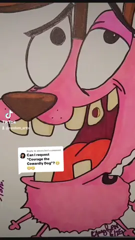 Replying to @alexis.len  Here you go sis!  #drawing #art #request #artchallenge #couragethecowardlydog #courage #nostalgia #sillyface #sketch #cute #laugh #fyp 
