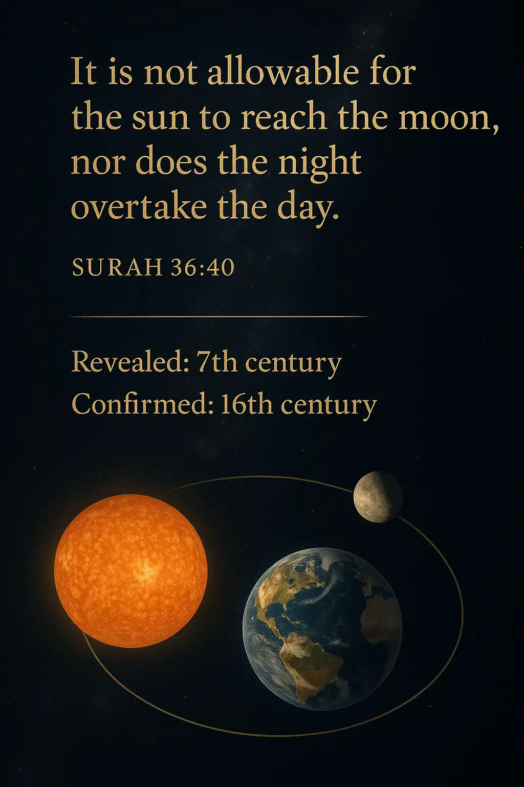Nicolaus Copernicus, a 16th-century Polish astronomer, revolutionized science by proving that the Earth orbits the Sun — not the other way around. 🌍☀️ Over 900 years before him, the Qur’an had already hinted at this reality: “Each [celestial body] is swimming along in its orbit.” — Surah 21:33 Modern science confirms what the Qur’an revealed in the 7th century. Faith meets fact. 📿🔭 #QuranAndScience #Copernicus #Astronomy #IslamicScience #Heliocentric #MiracleOfTheQuran
