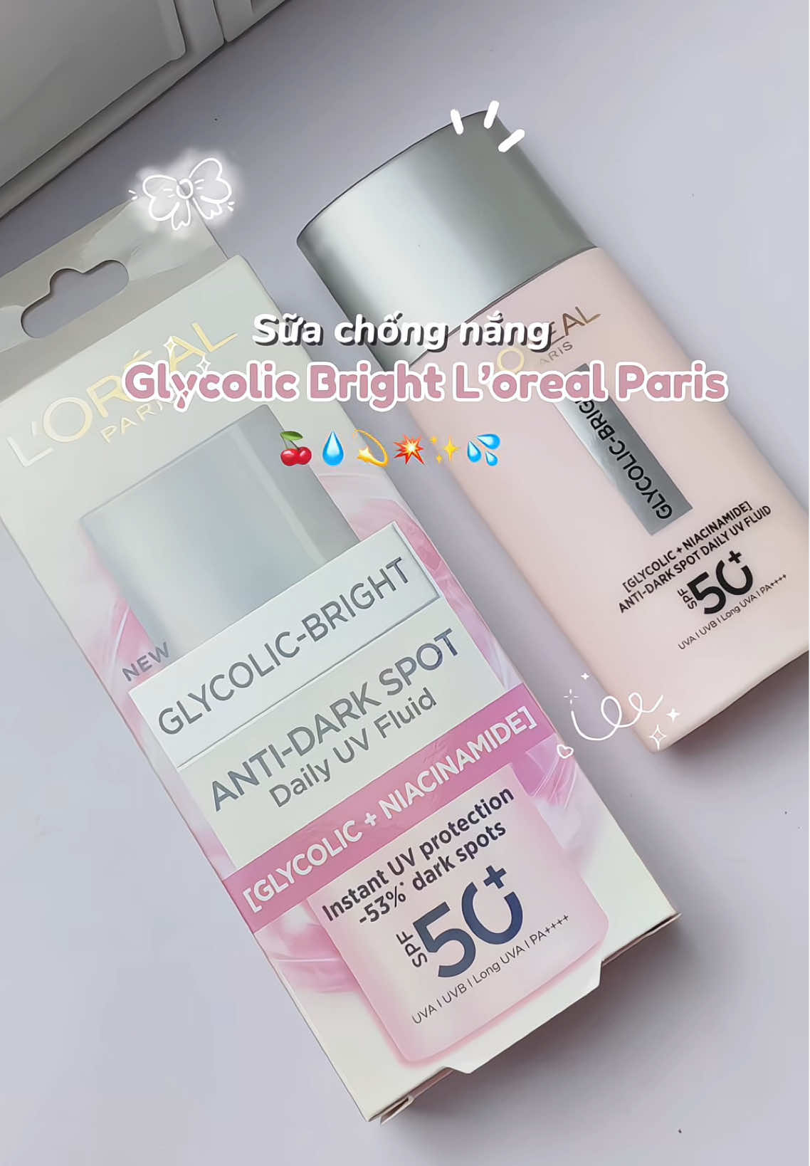 Kem chống nắng chân ái mùa hè 🍒✨ #beauty #jpyシ #viral #xuhuong #xuhuongtiktok #kemchongnang #kcn #kemchongnangloreal #lorealparisvn #skincarepartner #kemchongnangloreal #glycolicbright #lorealparis 