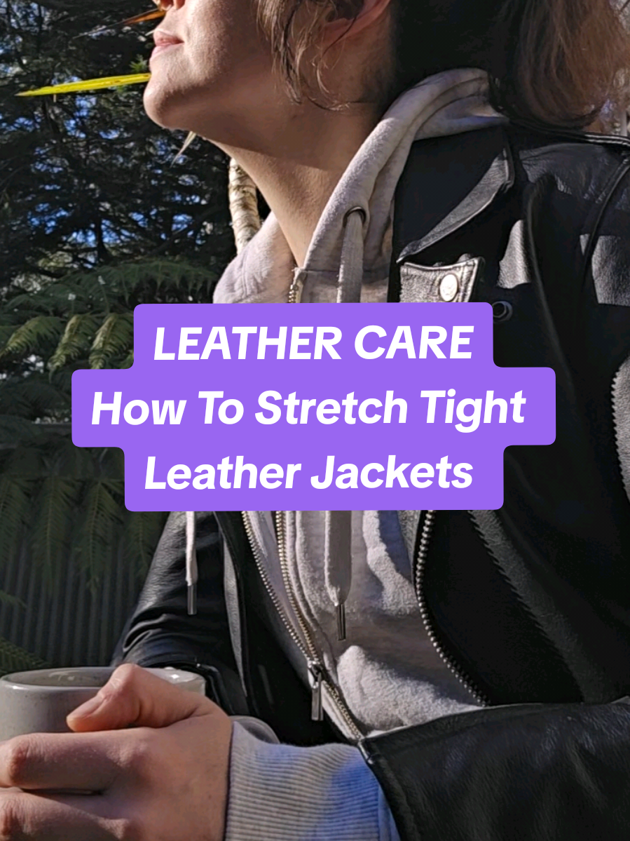 Replying to @woohoolucyloo Breaking in a leather jacket? Here's how to get that soft, worn-in fit ❤️ From natural wear, leather conditoner, water and heat and leather stretch spray. These tips will help you stretch tight leather without damage 🧥🔥 My biggest trick - wear your leather often!  #leather #leatherjacket #leatherrestoration #leathertips #leathercare #vintageleather 