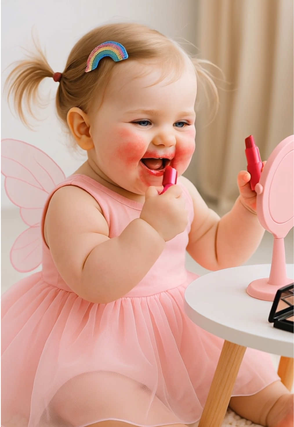 Cute baby enjoying makeup💜 #cutebaby #babylove #babymakeup  #funnybaby#baby #babygirl #funnybaby #momlife #赤ちゃん #癒し動画 