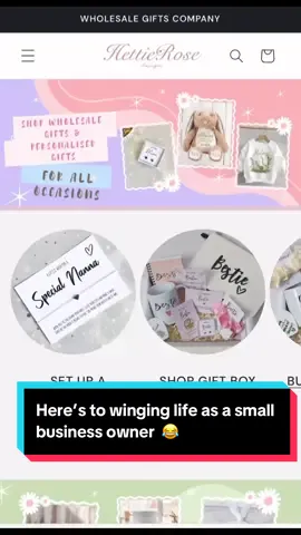 Heres to winging life as a small business owner  😂  #SmallBusiness #smallbusinesscheck #businessowner #businesstips #wholesalegifts #personalisedgifts 