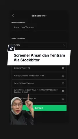 Replying to @api Screener saham yang risikonya minim tapi cuannya tetap optimal🙌🏻 #investasisaham #screenersaham #fiturStockbit #stockbit 