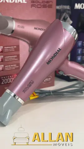 ✨ Chegaram os secadores Mondial na Allan Móveis! Cores Black Purple e Golden Rose 💜🌸 Com 2000W de potência, jato frio e 3 temperaturas! 🔥 Aproveite no crediário próprio com facilidades incríveis! 💬