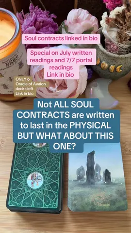 This soul contract runs deep — past lives, soul family roots, and the kind of heartache that forges transformation. You were brought together for a higher purpose, but when fate intervenes, is love alone enough? Star-crossed. Spirit-led. Built to endure. Only six Oracle of Avalon decks remain. If you’ve been waiting for a sign, this is it. Soul Contract Readings are now open. Visit the link in bio to claim your deck or book your reading today.#thecosmicoracle555 #tarotmessages #tarotreading #soulcontract #soulconnection #spiritualtiktok #tarot #oraclecards 