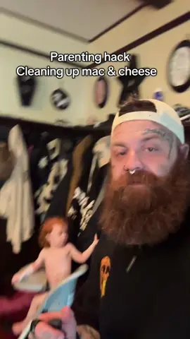 Parenting hack for cleaning up mac & cheese