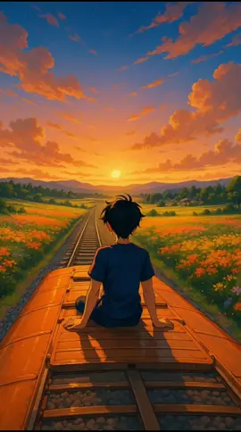 🌅 Sometimes you just need to keep moving forward… even if you don’t know where the rails lead. #sunsetjourney #aestheticvibes #dreamscape #lonelysoul #sunsettrain #moodyvideo #aiart #serenity #emotionalvibes #quietmoments 