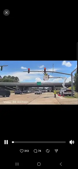 Tiktok picked the music 👀 DENHAM SPRINGS, La. - Dashcam video from a driver in Livingston Parish showed the moment an electrical worker was hit by the top of an 18-wheeler passing under the traffic signal.  The video posted by Bill Atkinson on Facebook showed the man, who was working on the traffic signal in a lift truck, getting hit by the top of the 18-wheeler as it passed in the right lane.  The Denham Springs Police Department said the man suffered only minor injuries and was not taken to the hospital, and that the incident was under investigation. @Lineman_pawpaw 