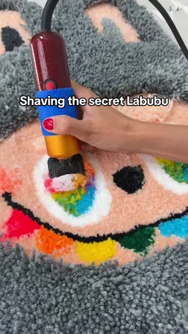 Replying to @ImNotHere this might be the most satisfying shave I’ve ever done and I’m beyond obsessed with how it turned out 🤩🌈🖤let me know what you think and what color we should make next! #labubu #labubuthemonsters #popmart #rugmaking #satisfying #asmr #DIY #customrug #rugtiktok 