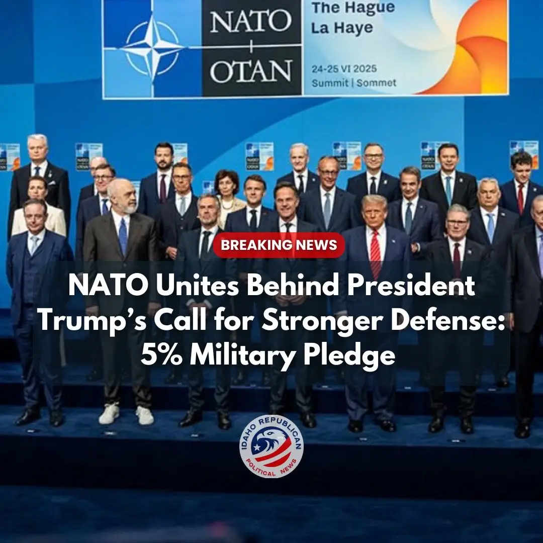 President Donald J. Trump has just secured a historic defense agreement at the 2025 NATO Summit in The Hague. All 32 NATO allies committed to raising defense spending to 5% of GDP, a major victory for global security and Western strength. This includes 3.5% for core defense and 1.5% for resilience like cyber protection and infrastructure. It’s a clear message to the world: NATO is unified, stronger, and ready. 🌎 🔗 Read the full article: https://idahorepublicannews.com/f/nato-unites-behind-trump-5%25-military-pledge #NATOSummit2025 #GlobalSecurity #PresidentTrump #5PercentPledge #USA #PeaceThroughStrength #NATO #WorldDefense #America #Military #NationalSecurity #natosummit 