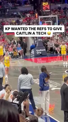 Kelsey really wanted CC to get a tech 😂 (via caitsversion/x) #WNBA #wbb #basketball #kelseyplum #caitlinclark 