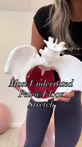 Simple stretch you can start doing now that can help pelvic mobility & function! #pelvicfloorexercises #stretch #mobility #birthprep #pelvicfloor #dpt  