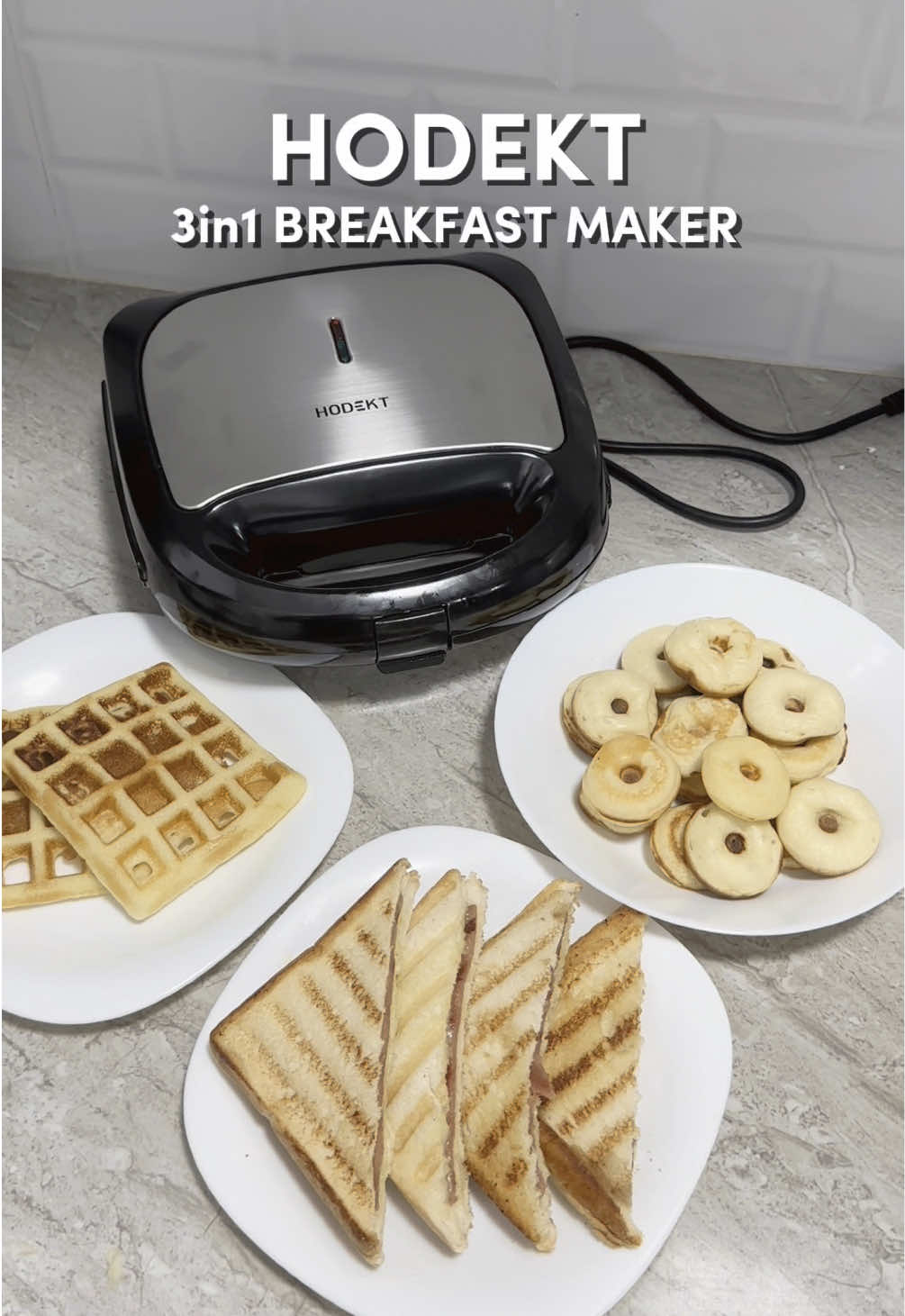 Hodekt 3 in 1 Breakfast Maker! Easy to cook na ang donut, waffle and sandwich :) “1-year free replacement for any quality issues”