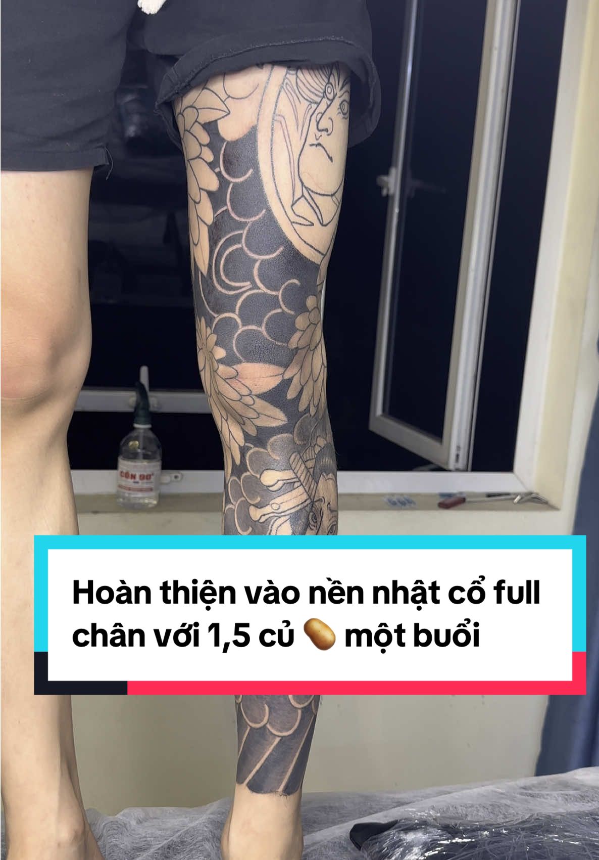 Hoàn thiện vào nền nhật cổ full chân với 1,5 củ 🥔 một buổi #hinhxamdep #xamhinhnghethuat #xuhuong #tiktok #tattoo 