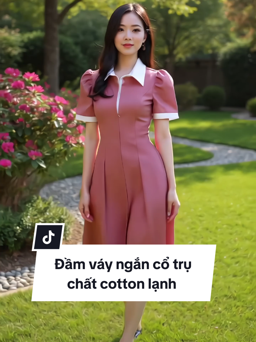 Đầm váy dáng ngắn, cổ trụ. Chất liệu cotton lạnh không co giãn #linhtaphoa20 #vay #vayxinh #dam #damxinh #vaydangngan #damdangngan 