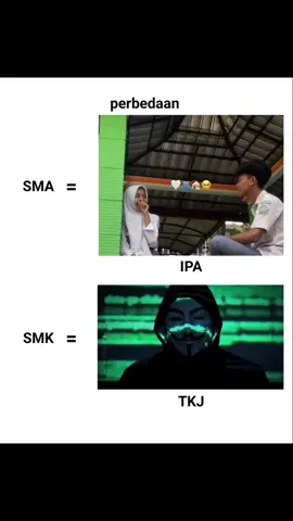 perbedaan SMA IPA DAN SMK TKJ 😁  #fyp #sekolah #smk #sma 
