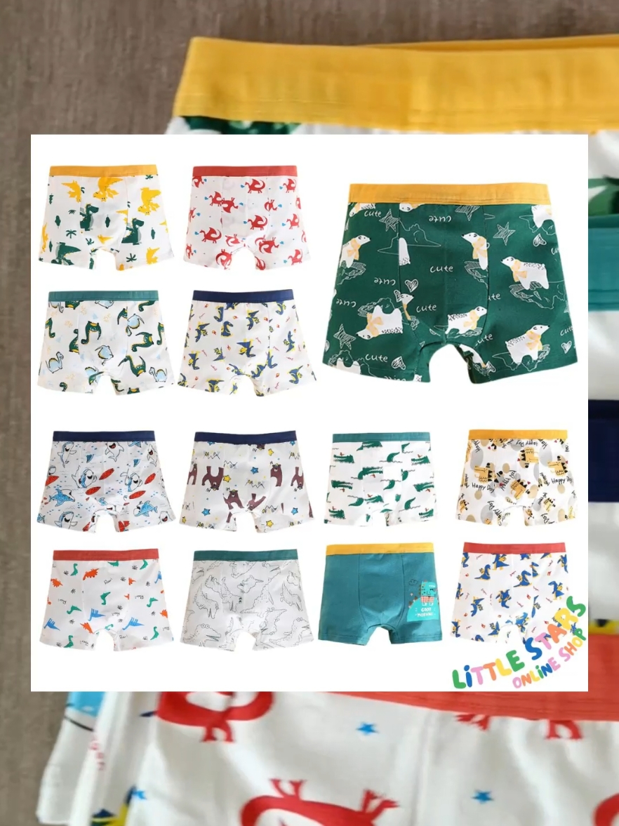 Little Stars Kids Underwear/Boxer Brief For Boys 4pcs,2-13yrs old. Dinosaur Design. Cotton Material ⭐💛#littlestar #affordable #backtoschool #budgetfriendly #foryoupage❤️❤️ #foryoupage❤️❤️ #affiliatemarketing #affiliatemarketing #foryouu #affiliatetiktok #trending #dinosaur #underwear ⭐💛