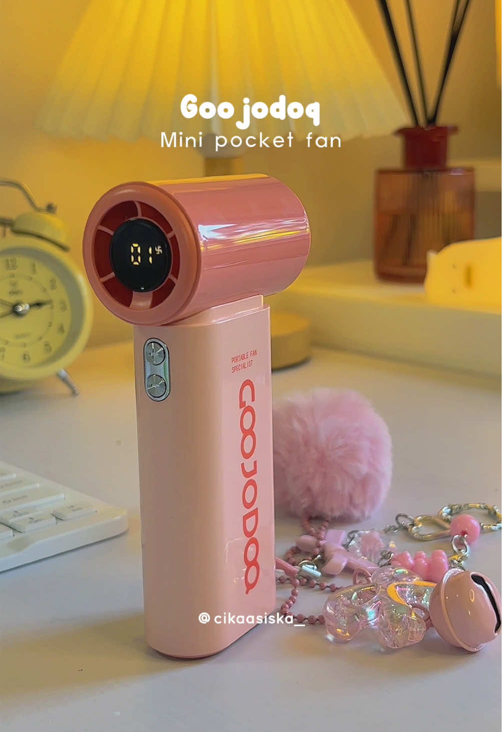 Cute pink pocket fan from goojodoq💗 #minifan #minifanportable #miniportablefan #kipasmini #goojodoqfan #kipasturbo 