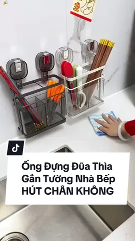 Ống đựng đũa thìa gắn tường HÚT CHÂN KHÔNG - Lắp đặt KHÔNG CẦN KHOAN ĐỤC #housecare #sanphamxuhuong #xuhuongtiktok #runggiadung2 #ttlk #giadungnhabep #ongdungduamuong #ongduatreotuong 