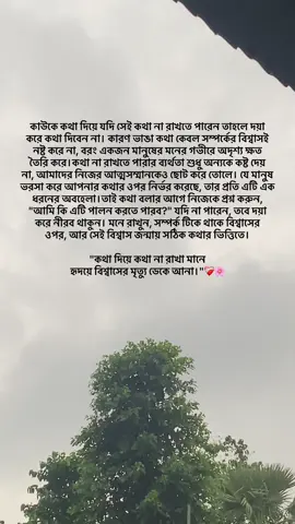 কাউকে কথা দিয়ে যদি সেই কথা না রাখতে পারেন তাহলে দয়া করে কথা দিবেন না। কারণ ভাঙা কথা কেবল সম্পর্কের বিশ্বাসই নষ্ট করে না, বরং একজন মানুষের মনের গভীরে অদৃশ্য ক্ষত তৈরি করে। কথা না রাখতে পারার ব্যর্থতা শুধু অন্যকে কষ্ট দেয় না, আমাদের নিজের আত্মসম্মানকেও ছোট করে তোলে। যে মানুষ ভরসা করে আপনার কথার ওপর নির্ভর করেছে, তার প্রতি এটি এক ধরনের অবহেলা। তাই কথা বলার আগে নিজেকে প্রশ্ন করুন, 