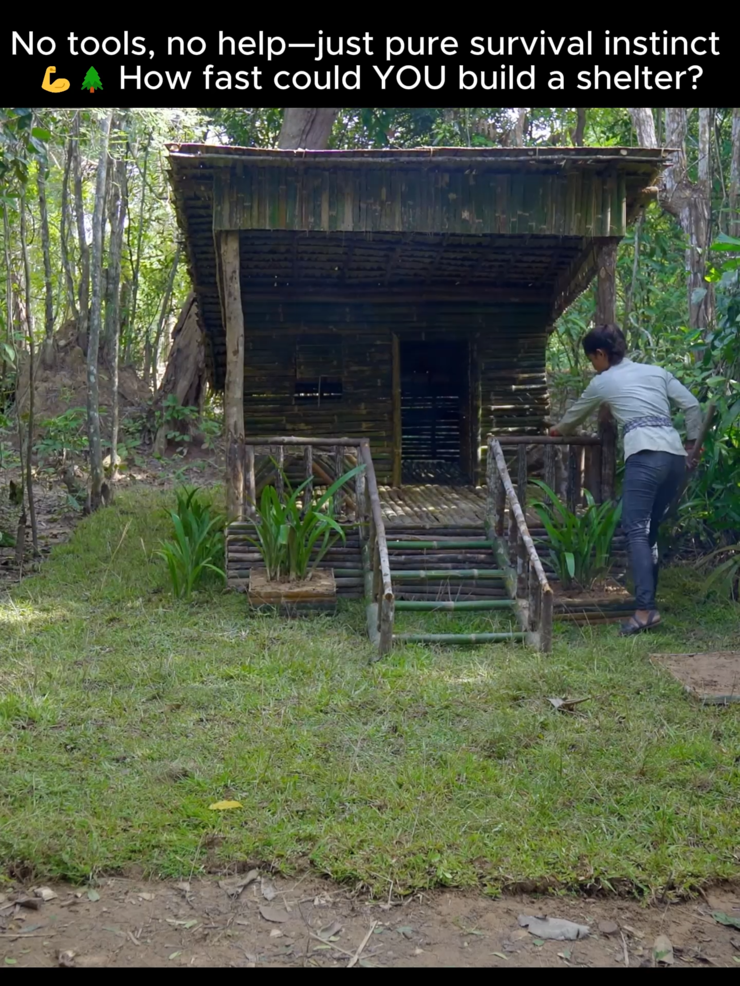 Speed Survival: Watch Her Build a Jungle Shelter in Record Time!#SurvivalSkills #FastBuildChallenge #JungleShelter #SoloSurvivor #WildernessLife #PrimitiveBuild #OffGridLiving #DIYShelter #TikTokAdventure