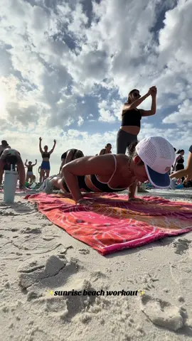 Grateful to be able to move my body in my happy place 🌊☀️⛱️ #workout #beachworkout #floridalife #GymTok #FitTok #gymgirl #gymgirlsoftiktok #groupworkout #Lifestyle #beachlife #happylife #healthyliving #fitnessmotivation #gymmotivation 