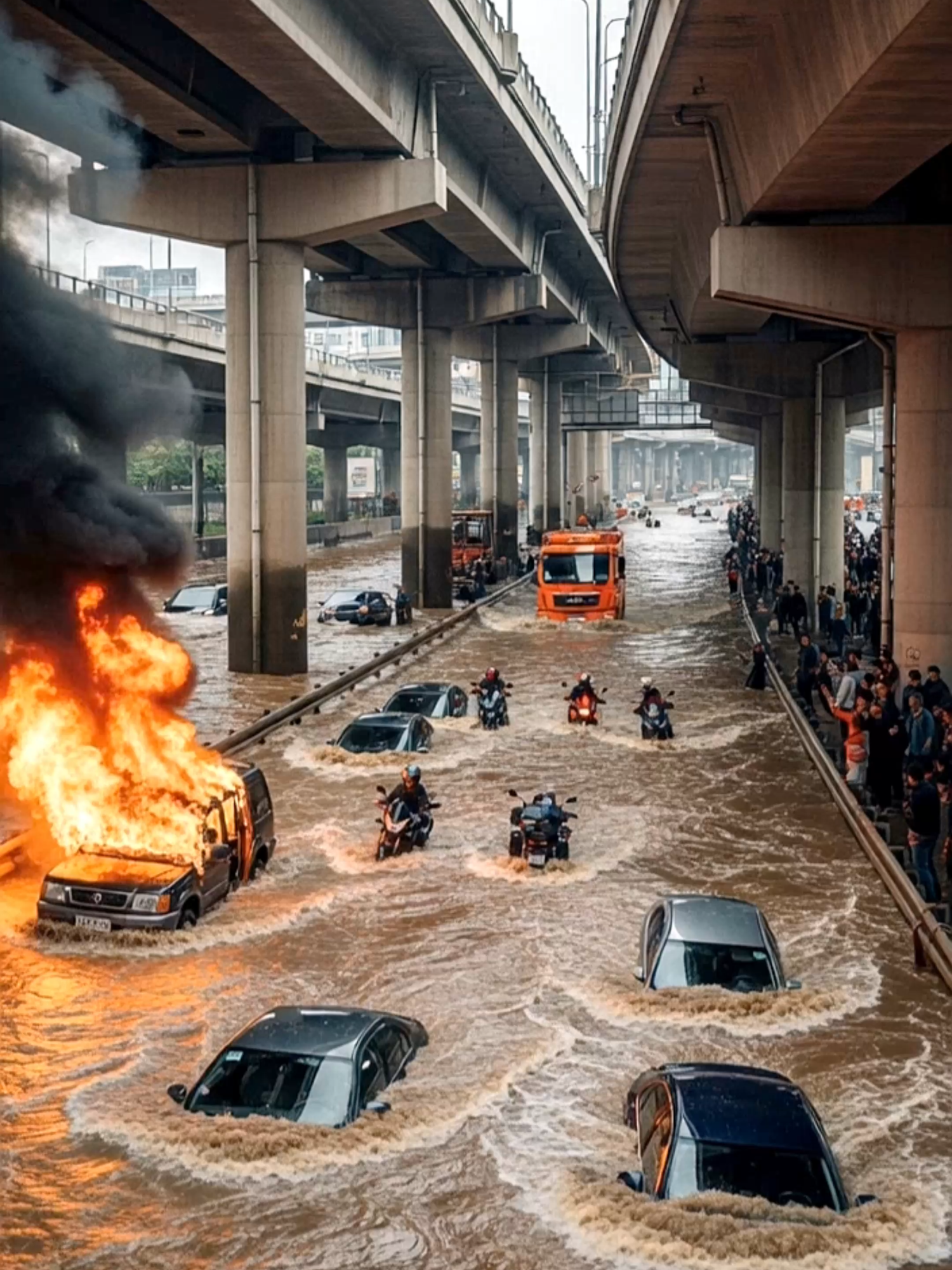 Moment the Bridge Almost Swept Away by Heavy Floods! #disasterstrucks #fyp #viral