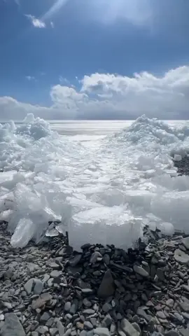 Ice pushing at lake Sayram...#nature #ice #sayramlake #chinese #china 