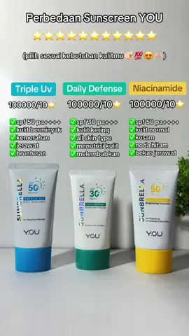 ini ya bedanya sunscreen sunbrella YOU🫵🏻🫵🏻💯😍pilih sesuai kebutuhan kulit kalian ya✨🫶🏻#sunscreen #sunscreenviral #sunscreenreview #sunscreenyou #you #yousunbrella #yousunscreen #rekomendasisunscreen 