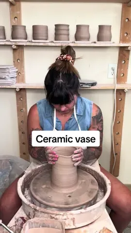 Definitely want to practice more large vases this year . #pottery #potterywheel #ceramics #clay #ceramicvase #vase #handmadepottery #potterytiktok 