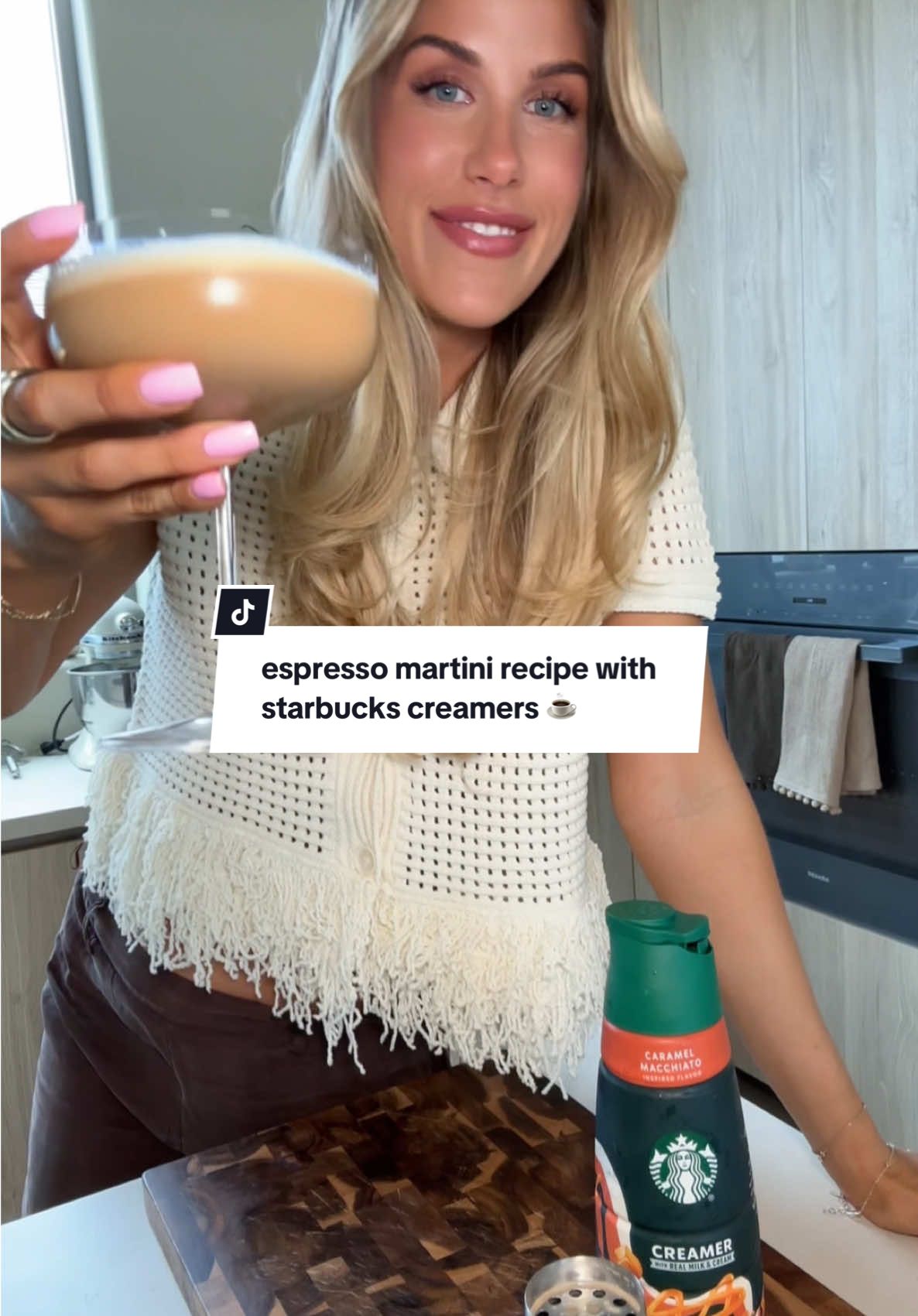 #ad A fun take on an espresso martini, made with the @Starbucks Caramel Macchiato Inspired Dairy Creamer that adds just the right balance of warmth and sweetness for an elevated flavor.  #StarbucksAtHome