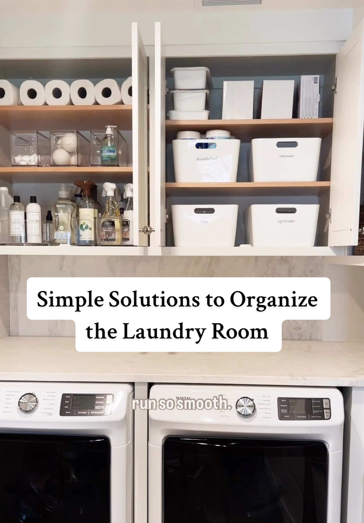 An organized laundry room makes laundry day so much smoother! 👚Use clear bins, lazy Susan, and labels to keep supplies in check and make the space work for you. Don’t forget to purge excess and sort like items before you organize.✨ Even the smallest laundry room can feel spacious when it’s organized!🧺 @The Container Store  @iDesign Live Simply  👉🏼If you’re in need of a laundry refresh, go to the LINK in my profile! ✨ #theconainerstore  #laundryroomgoals #organizedhomes #homeorganizationtips #laundryroommakeover #declutteryourhome #professionalorganizer #laundryroom #smallspacesolutions #organizingtips #idlivesimply  #TheContainerStoreAmbassador