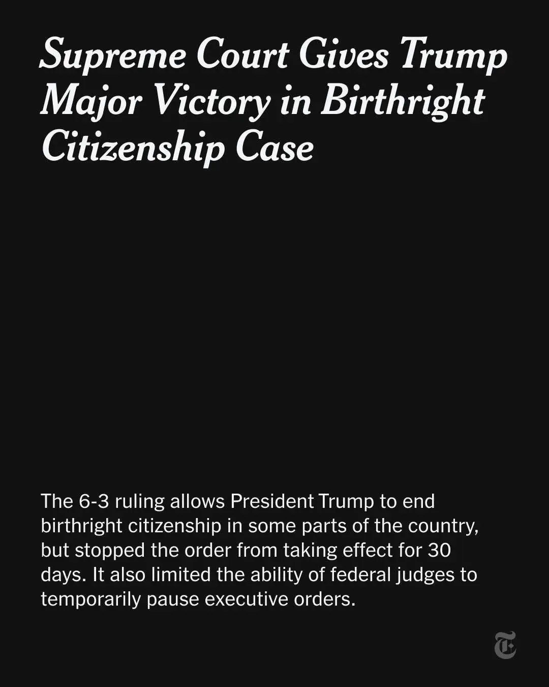 The Supreme Court agreed on Friday to allow President Trump to end birthright citizenship in some parts of the country, even as legal challenges to the constitutionality of the move proceed in other regions. Here's what to know about the 6-to-3 decision. https://nyti.ms/4esERJJ #SCOTUS #supremecourt #birthrightcitizenhip #birthright #FDT #nativeland 