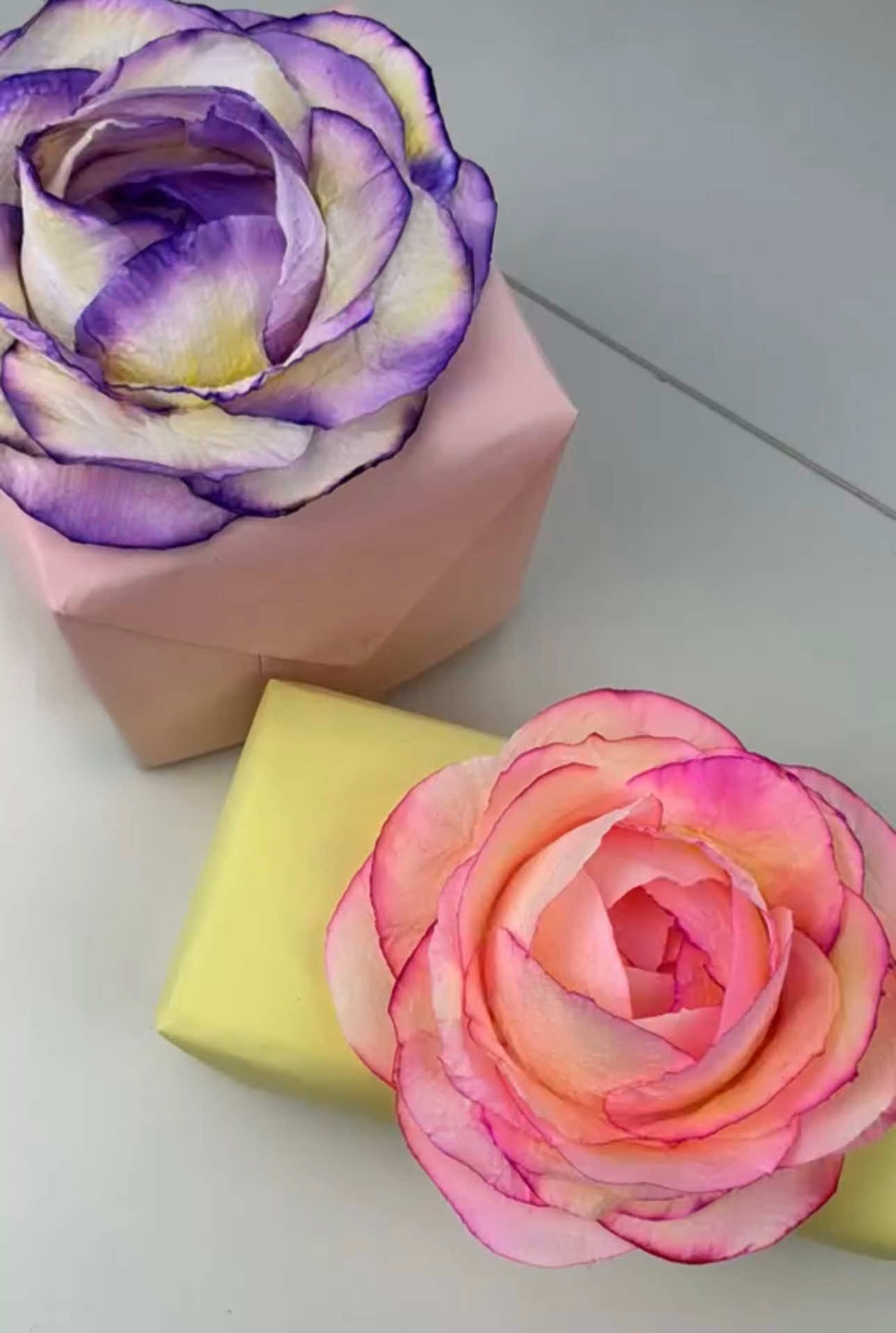 These PAPER FLOWERS are pretty much FREE to make but look like a million bucks! 💰🌸 I have to say I did not expect these to turn out like this since they are made out of toilet paper 🧻 try these for a cute gift wrapping idea! #crafttok #DIY #papercraft #paperflower #crafty #asmrtiktoks #crafts #easycraft #paperroses #flowermaking #giftwrappingideas 