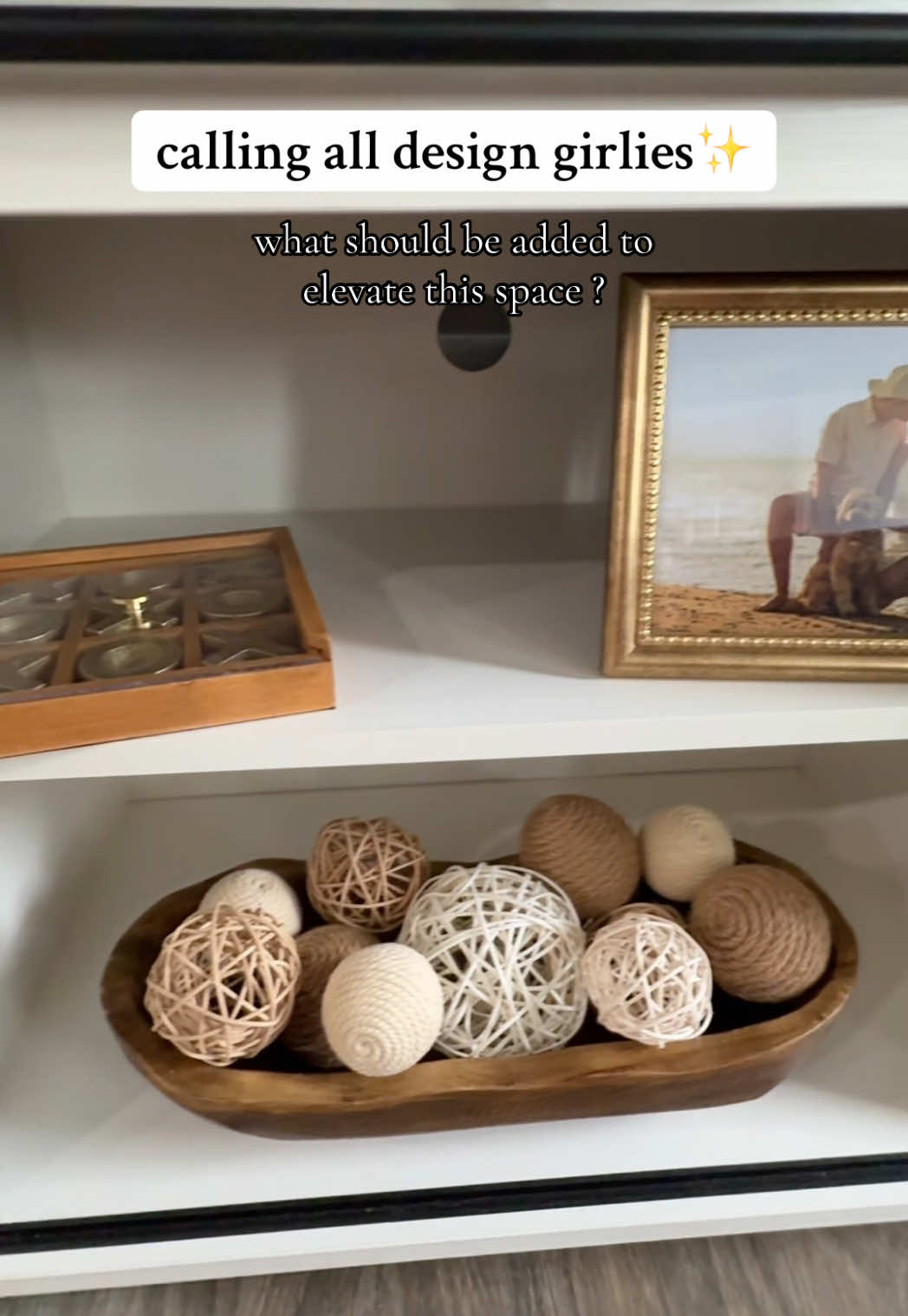 HELP!! I thought what I added would be enough but she looks so ✨bland✨ what should I add?? #interiordesign #design #designtok #tvstand 