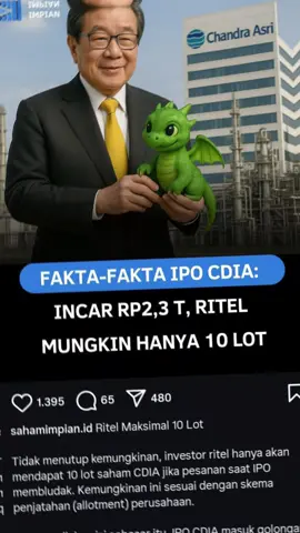 IPO CDIA dipresikdi ritell hanya dapat 10 lot ? #saham #investormuda #investorsaham #investor #trading #tradingsaham #sahamsyariah #sahamindonesia #sahampemula #sahamipo #cdia #prajogopangestu 