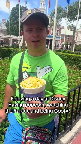 Disney parade and popcorn are my favorites! More Disney adventures coming! #disneyworld #goofy #downsyndrome #disneypins #inspirar #inspiration 