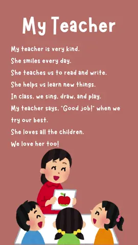 My Teacher #EnglishForKids #KidsStory #LearnEnglish #MyTeacher #SchoolStory #ESLforkids #TikTokLearning #ShortStory #ThankYouTeacher #simpleenglish 