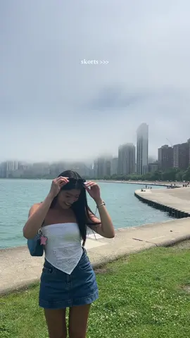 cloudy skyline but it was still a pretty day for a picnic by the lake 🧺 #picnic #lakepicnic #chicagoskyline #skort #skortoutfit #skortoutfitideas #fitcheck #fitinspo #outfitinspo #summerfits #summeroutfits #summerfitcheck 