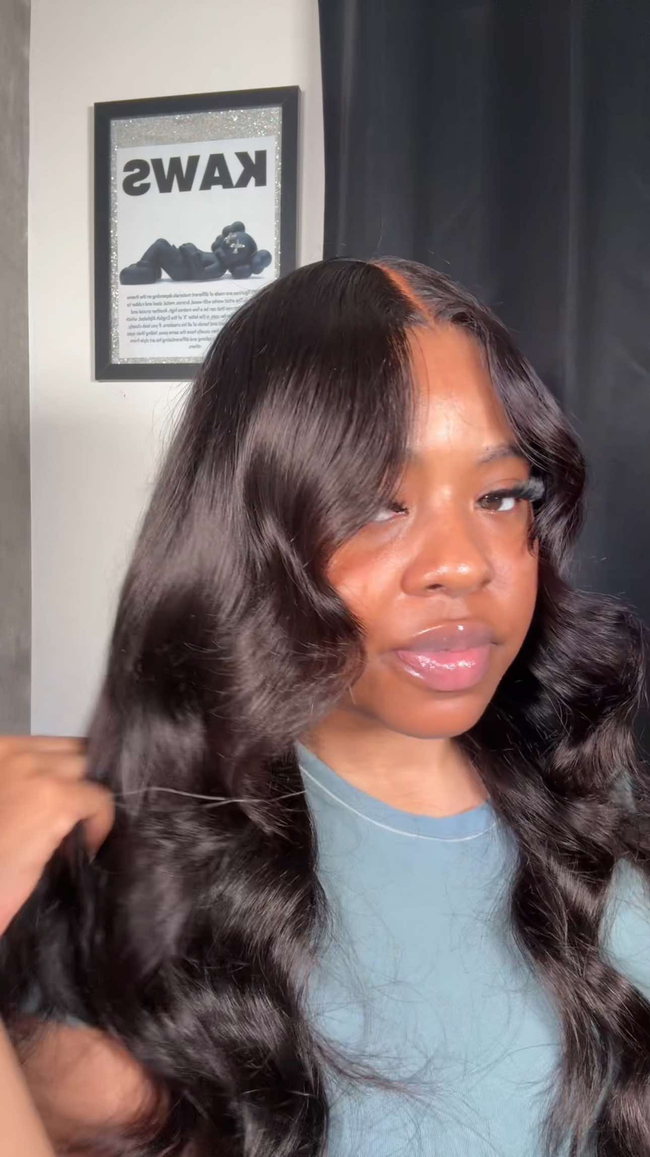 I loved how this wig held a curl  🤩 The curls came out so cuteee ! Wig from @SubellaHairOfficial @SubellaHair  22” Body Wave Curtain Bang Wig  #bodywave #tea #curls #hairstyles #wiginstall #wig 