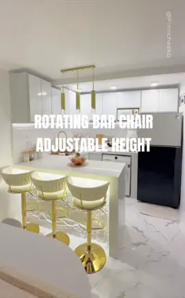 Luxury Rotating Bar Chair Adjustable Height ✨ super ganda nito kaya kung gusto mo rin nasa yellow basket ang link 🤍 #barchair #stoolbarchair #luxurybarchair #goldchair #fyp #fypシ゚ #tiktokfinds #tiktokbudol #pinncheska 