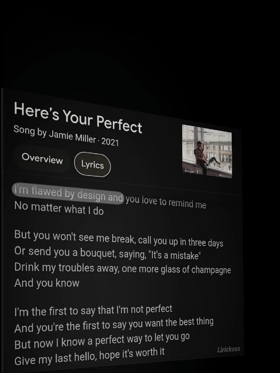 Here's your perfect🙌🎶 #lyrics #lyricsvideo #lyricsmusic #lyricsedit #lyrics_songs #music #song #heresyourperfect #jamiemiller #fypforyou #fypforyoupage #lirickoss 