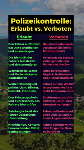 Das darf die Polizei bei einer Kontrolle! *Ausnahme bei deutlichen Verdachtsanzeichen wie Geruch nach Alkohol/ leere Flaschen im Auto. Quelle: Bußgeldkatalog.org  #polizei #kontrolle #verkehrskontrolle #rechte #verbraucherschutz #auto #autofahren #finanzdenker #finanzen #finanzwissen #wissenswert #finanziellebildung