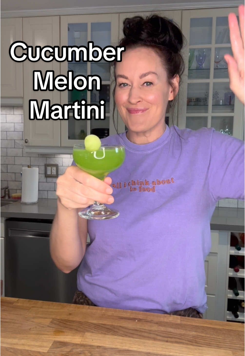 🥒 🍈  2oz vodka 1.5 ounce juice .5 ounce Midori Squeeze of lime