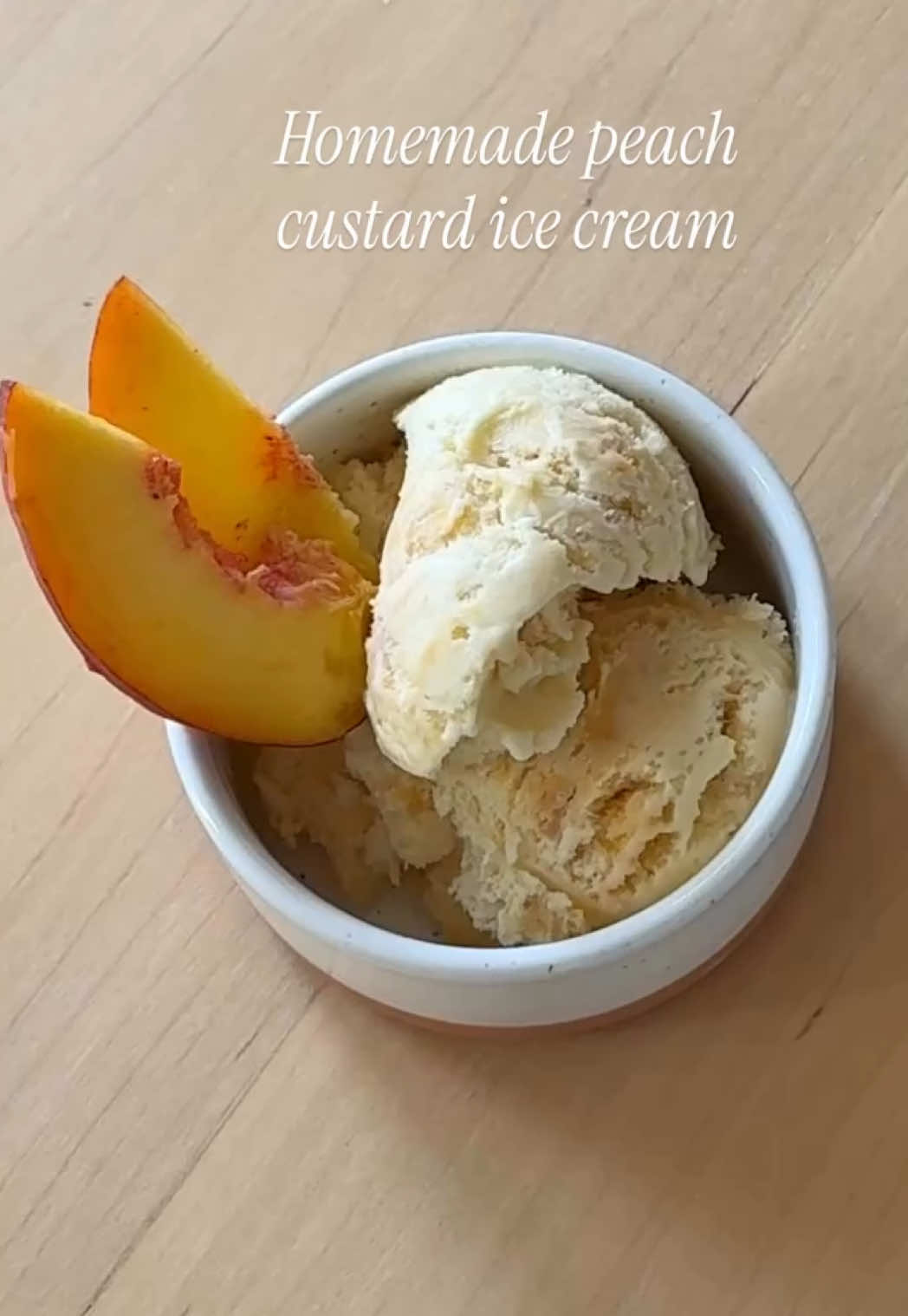 Homemade custard base peach ice cream. @Cuisinart #peachicecream #peachcustard #homemadeicecream #icecreamhomemade #icecream  #dessert #Foodie #foodporn #yummy #delicious  #Summer #sweettooth #icecreamlover #icecreamtime #gelato