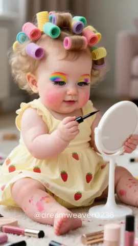 Cute baby doing makeup 😂 #cutebaby #cute #babylove #babymakeup #beautymakeup #funnybaby #funnymoments #fyp #ai 